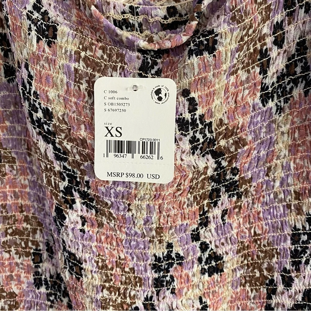 Free People | Back on Top Smocked Crop Top NWT